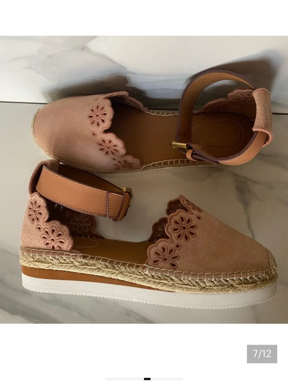 See By Chloe Glyn Suede Espadrille Cipria Color Size 8 Boho Cottage Feminine